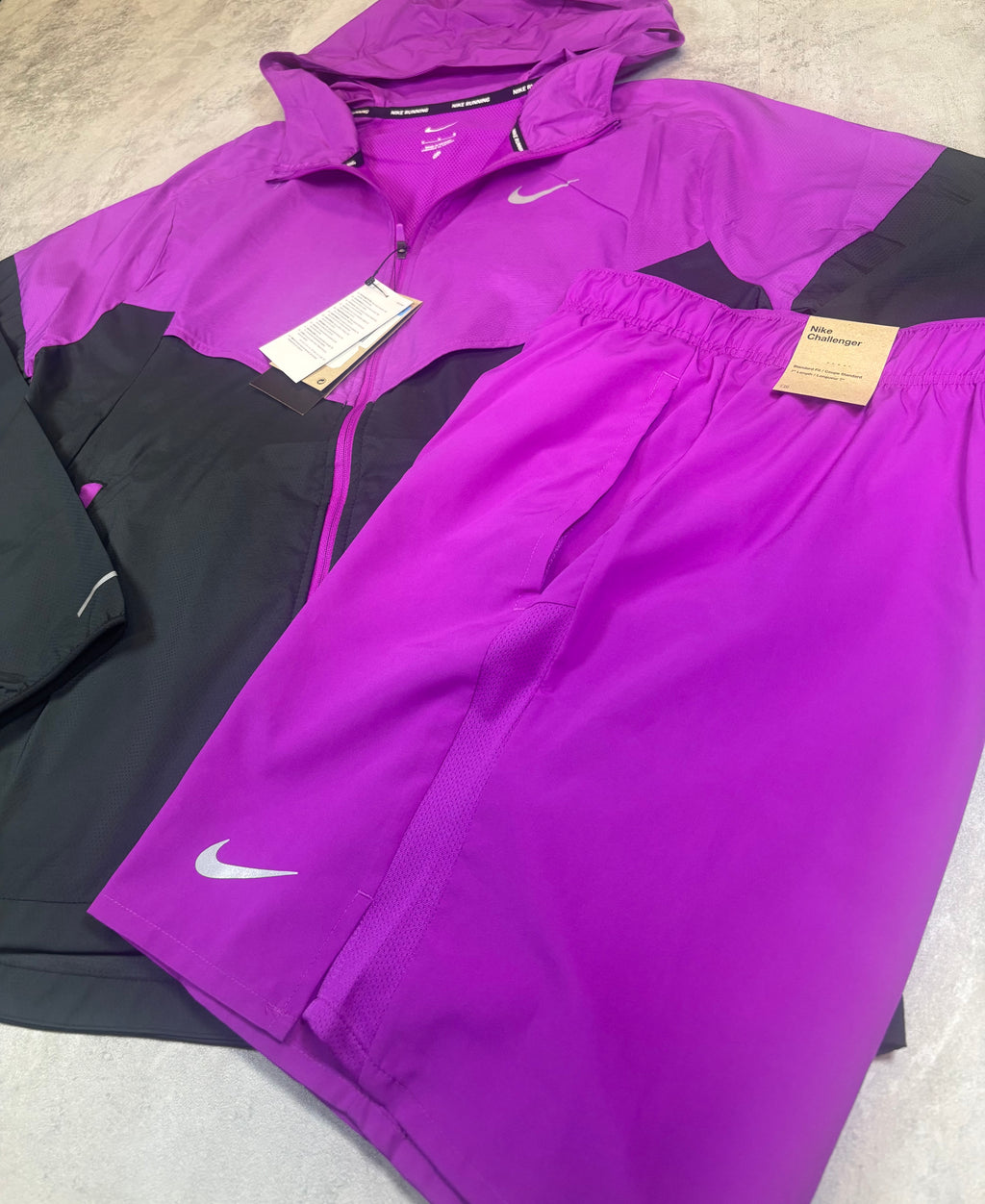 Nike Miler Jacket, Shorts ‘Purple, Black’