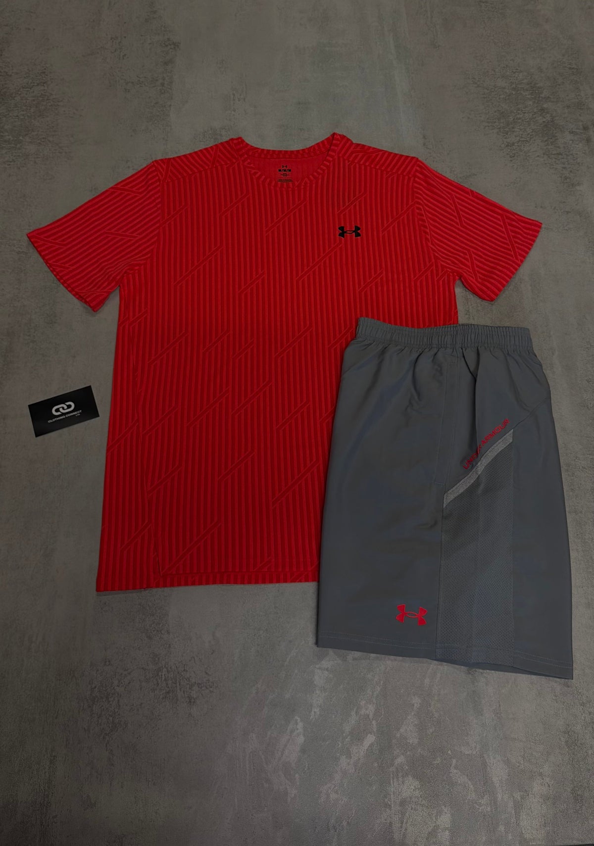 Under Armour T-Shirt & Shorts 'Red, Grey'