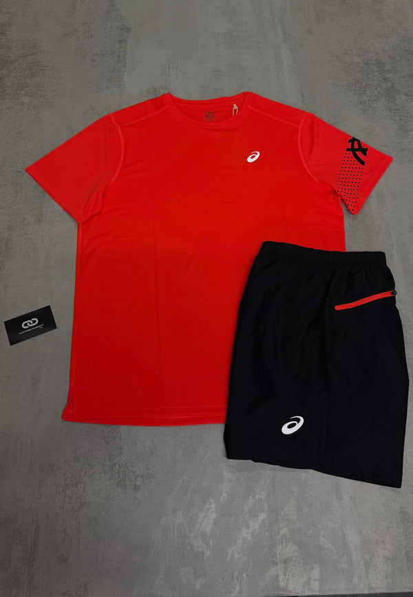 ASICS ICON T-Shirt & Shorts 'Coral, Black'