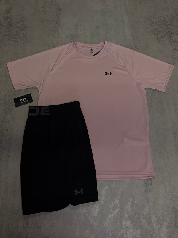 Under Armour T-Shirt & Shorts 'Pink, Black'