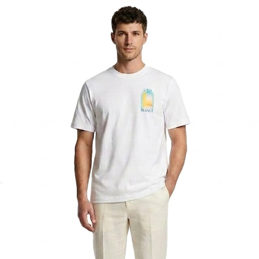 Casablanca l'arche colore blue print regular fit cotton t-shirt