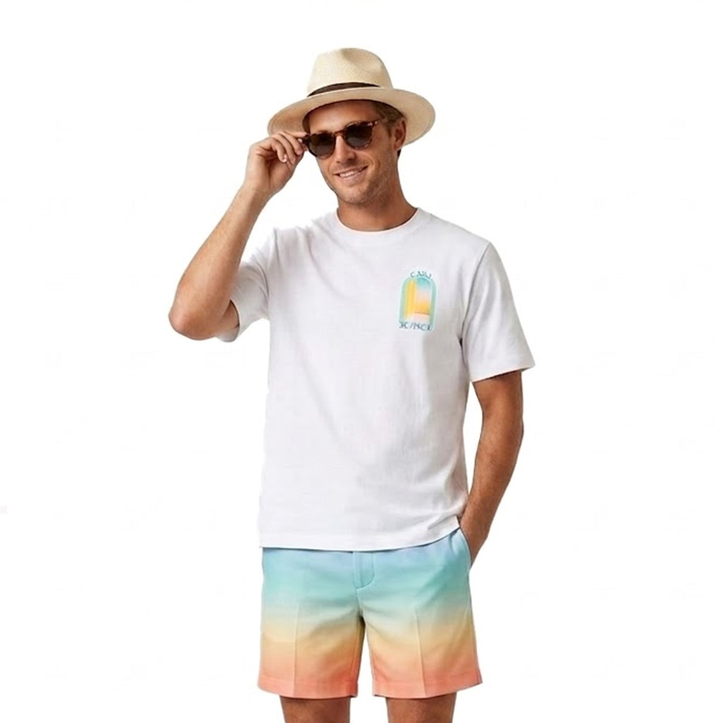 Casablanca l'arche colore blue print regular fit cotton t-shirt