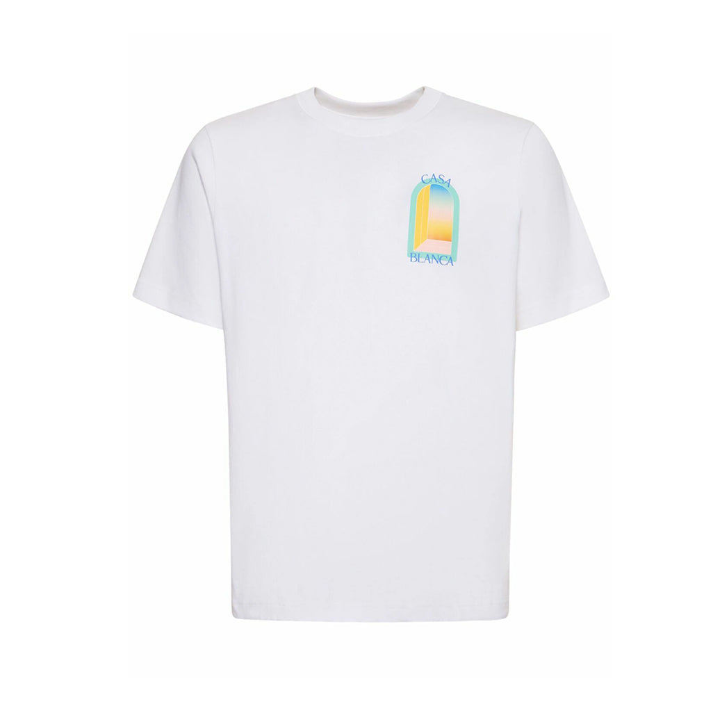 Casablanca l'arche colore blue print regular fit cotton t-shirt