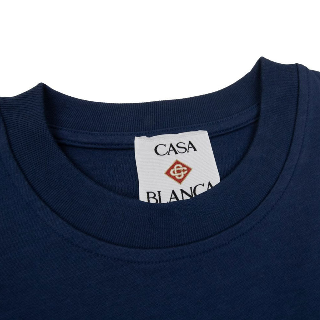 Casablanca Tennis Club Icon Printed T-shirt Navy