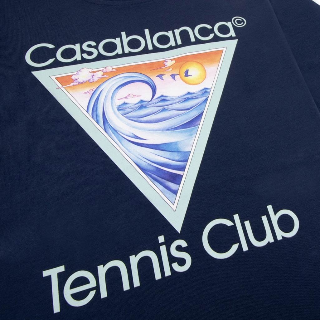 Casablanca Tennis Club Icon Printed T-shirt Navy