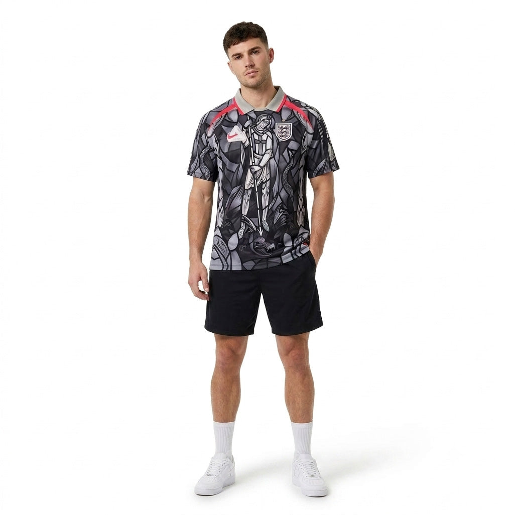 Palace x Nike England Dri-FIT Football Jersey Pewter Grey/Bright Crimson