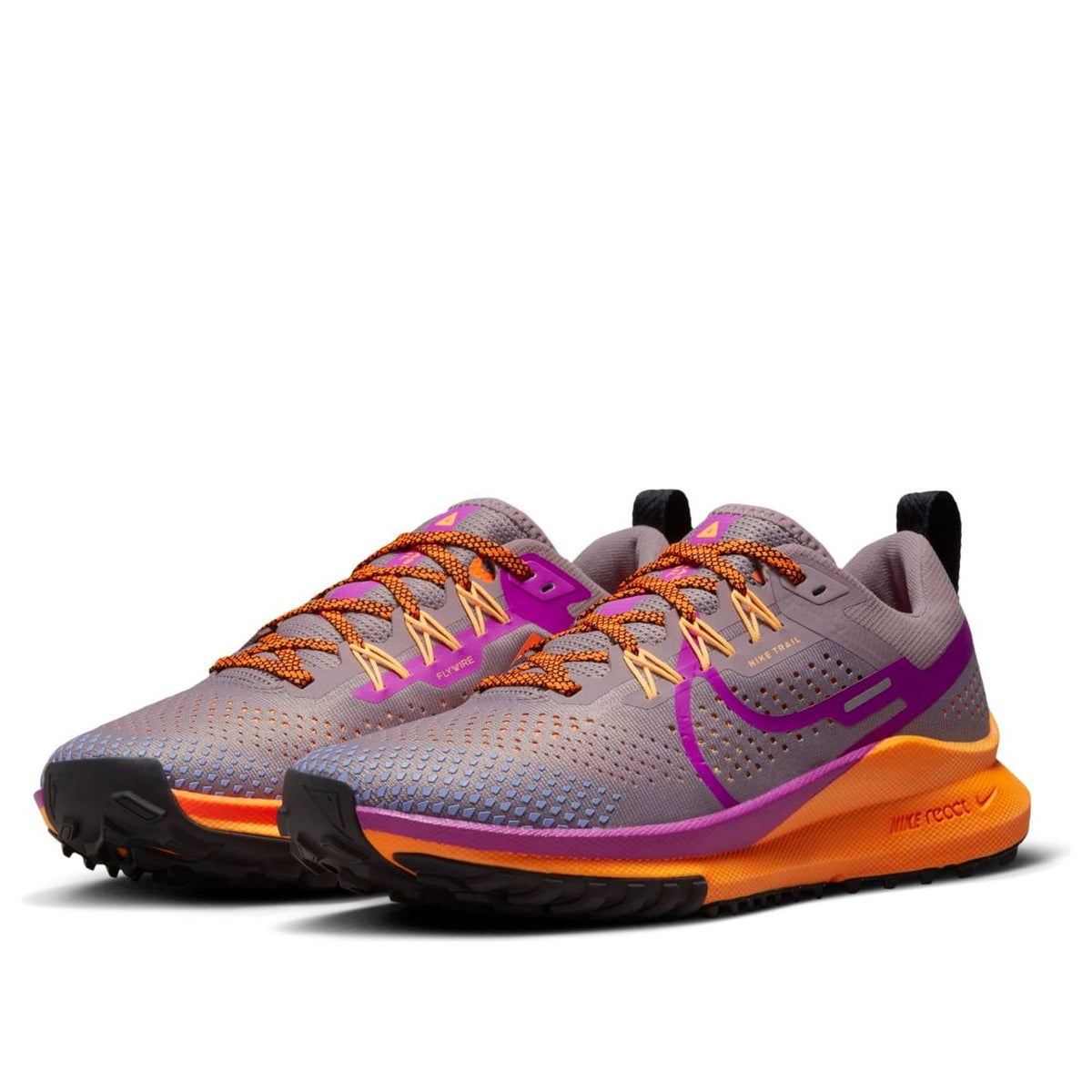 Nike React Pegasus Trail 4 Purple Smoke Total Orange Peach Cream Vivid Purple W